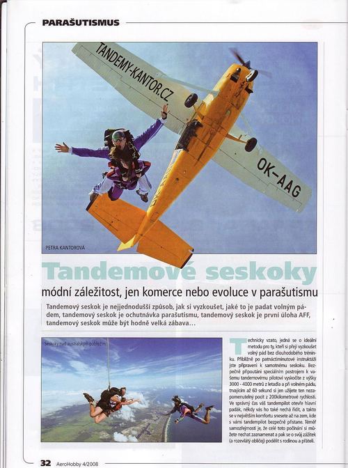 An article about tandem skydives in AERO magazine, 2008 — first page