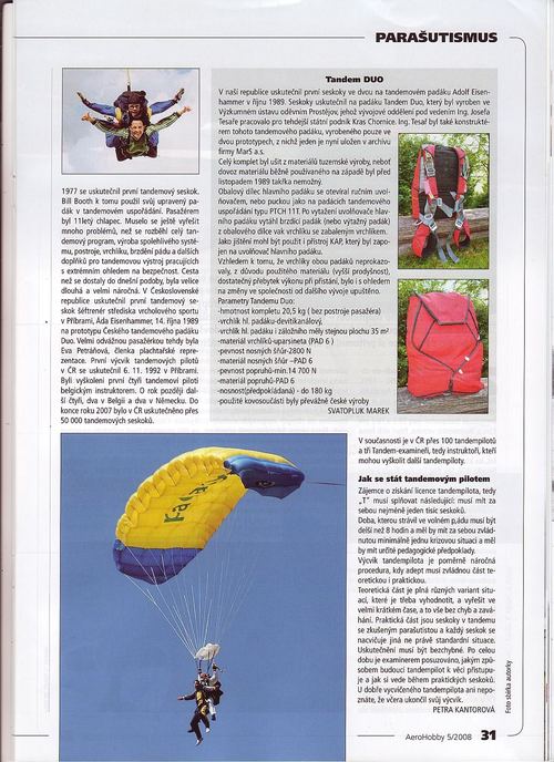 An article about tandem skydives in AERO hobby magazine, 2008 — second page