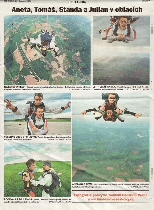 The article Aneta, Tomáš, Standa and Julian in the clouds, MF DNES, 25 June 2004