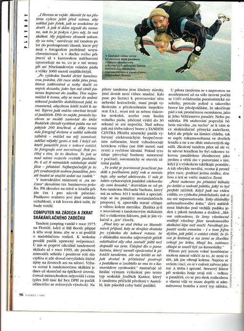 An article about tandem skydives in PlayBoy magazine, 1999 — first page