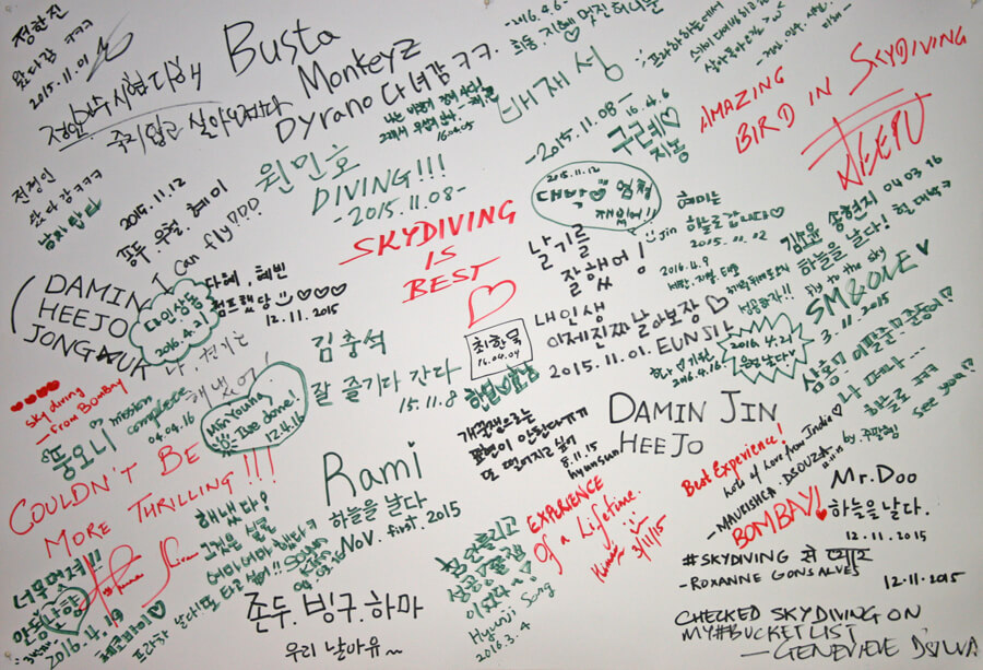 Signed messages from passengers from South Korea